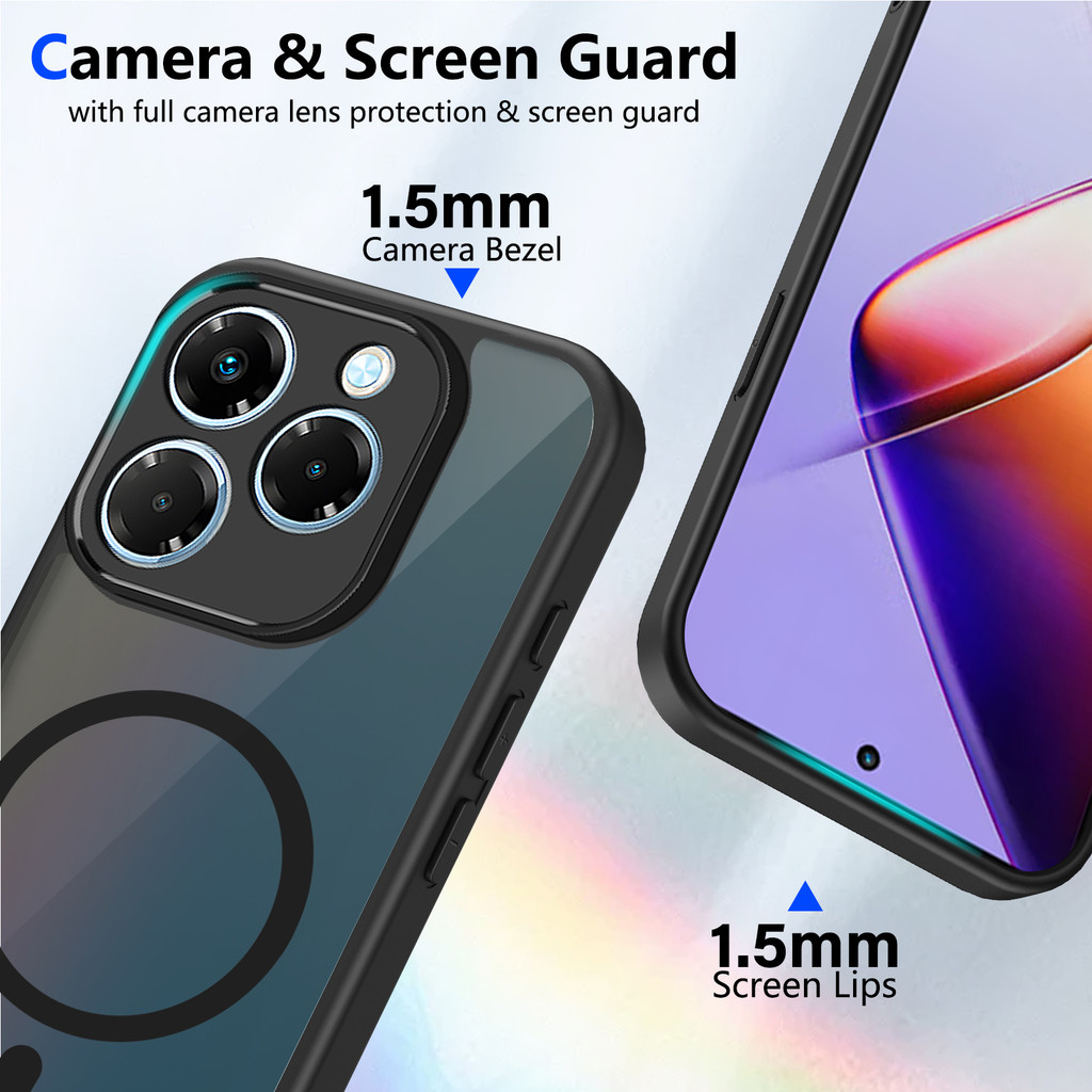 Ốp lưng Tecno Spark 20C Vỏ thu hút từ tính màu đen mờ cho vỏ điện thoại Tecno Spark 20