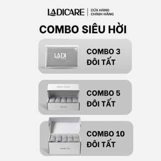 Hộp 10 Tất vớ trơn unisex nam nữ LADICARE sợi cotton thời trang 2 màu trắng đen dày dặn êm ái khử mùi tốt