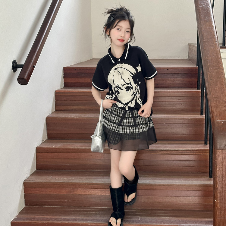 Bé Gái Phiên Bản Hàn Quốc Hoạt Hình In Hình Áo Sơ Mi polo Mùa Hè Phong Cách Mới Trẻ Em Ve Áo Ngắn Tay Top