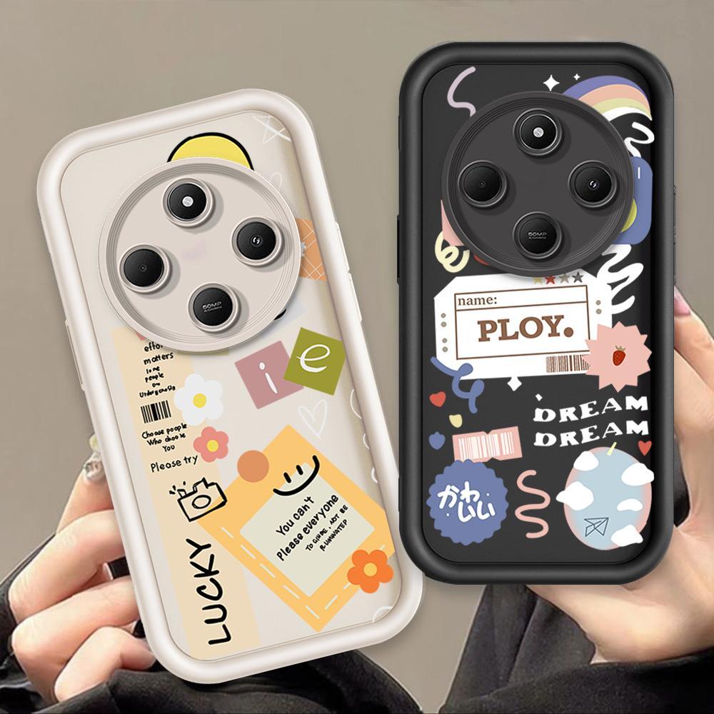 Ốp Lưng Cho Redmi 14C POCO C75 A4 Hoạt Hình Silicon Mềm Vỏ Điện Thoại TPU Nhãn Nụ Cười Hoa Thiên Thần Mắt Chống Sốc Ốp Lưng