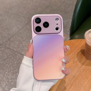 Phim Bảo Vệ Ống Kính Aurora Gradient Hồng Cam Ốp Lưng Điện Thoại iPhone 17Promax 17Pro 13 14 15 16 Pro Max Chống Sốc Acrylic Nữ Điện Thoại Di Động