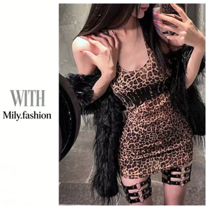 Milyfashion In Chữ Da Báo Sling Mùa Hè Phong Cách Mới Eo Hẹp Ôm Vừa Dài Top