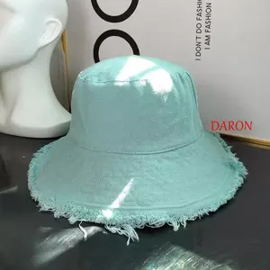 Mũ ngư dân viền thô DARON, Mũ xô mỏng có thể gập lại đơn giản, Tấm che nắng mũ vành Shabby Nhẹ màu trơn Mũ chống nắng mùa xuân