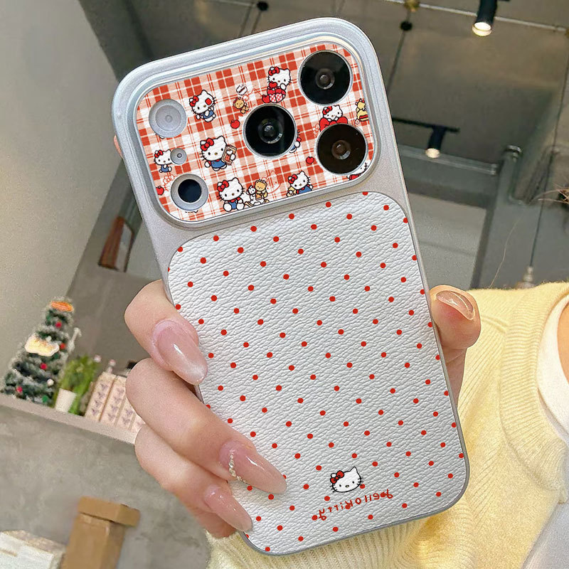 Ốp lưng iPhone Hello Hitty họa tiết da mềm cao cấp bảo vệ máy ảnh - iP 7/8/X/XS/XR/11/12/13/14/15/16/17/Plus/Air/Pro/Max