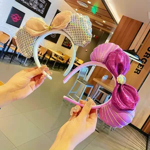 Disney Influencer Nơ Veil Phong Cách Dễ Thương Băng Đô Ren Phụ Kiện Tóc Trẻ Em Bé Gái Công Chúa Cao Cấp Băng Đô 260504