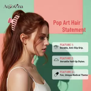 AqToCna 1 Cái Hoạt Hình Ba Của Đầu Đuôi Ngựa Nửa Dây Buộc Tóc Cá Mập Cao Cấp Kẹp Màu Áo Thuốc Trái Tim Y Tế Series Lấy Kẹp AqToCna