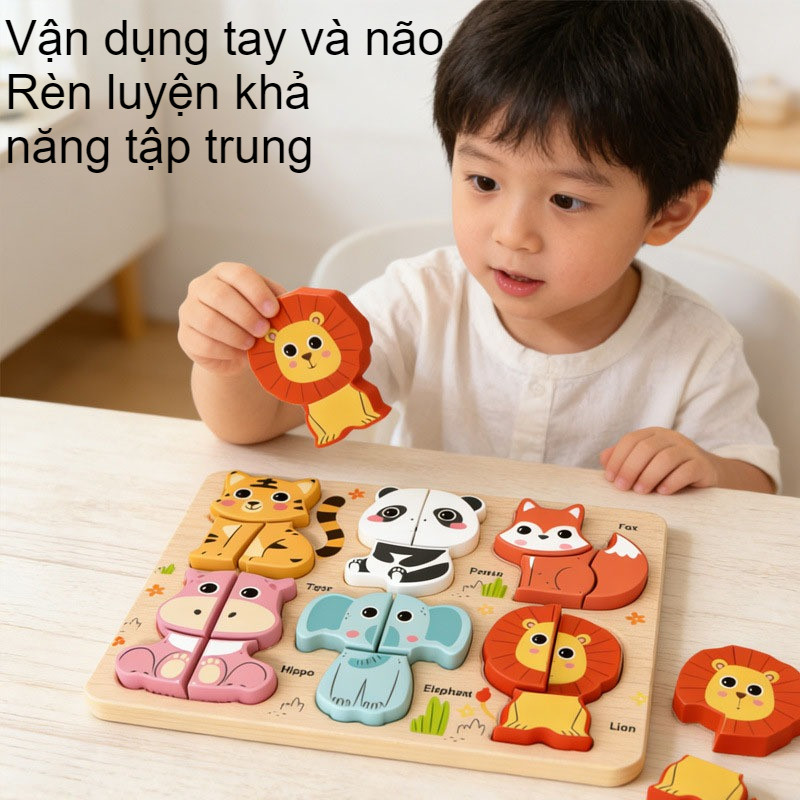 Bảng Ghép Hình 3D Bằng Gỗ Cho Trẻ Em,Thiết Kế 6 Trong 1,Nhiều Kiểu Dáng,Bền Chắc Và Bền Lâu,Đồ Chơi Giáo Dục Trẻ Em