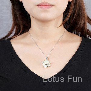 Bộ trang sức kẹp tóc hoa sen mạ vàng Hetian Jade S925 Sterling Silver