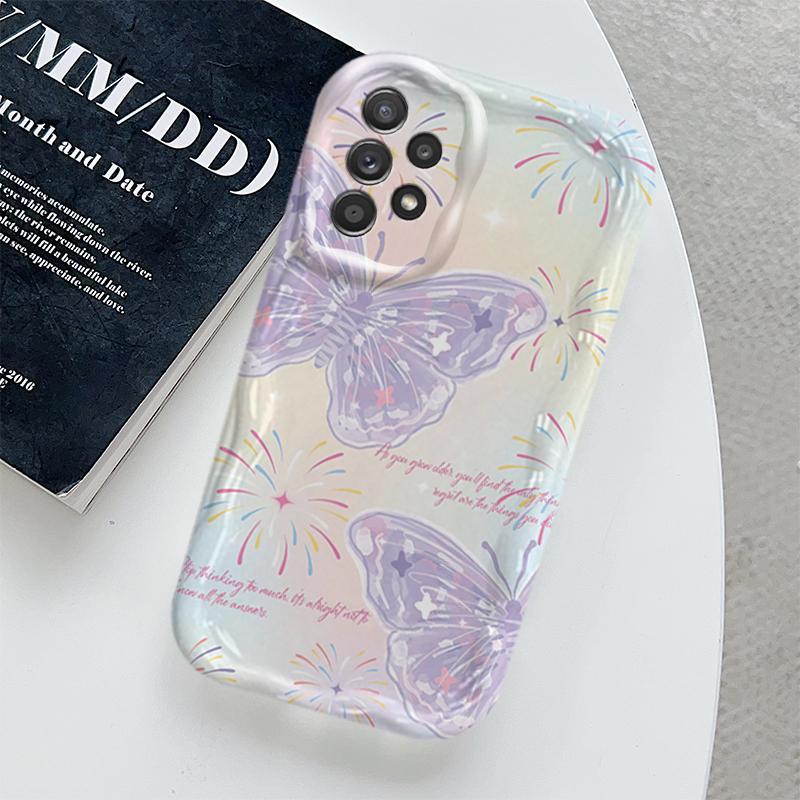 Ốp Lưng Cho Samsung Galaxy A13 A23 A32 A33 A52 A52S 4G 5G Vỏ Kem Hoạt Hình Cặp Đôi Bướm Mềm TPU 3D Sóng Silicon Vỏ Điện Thoại