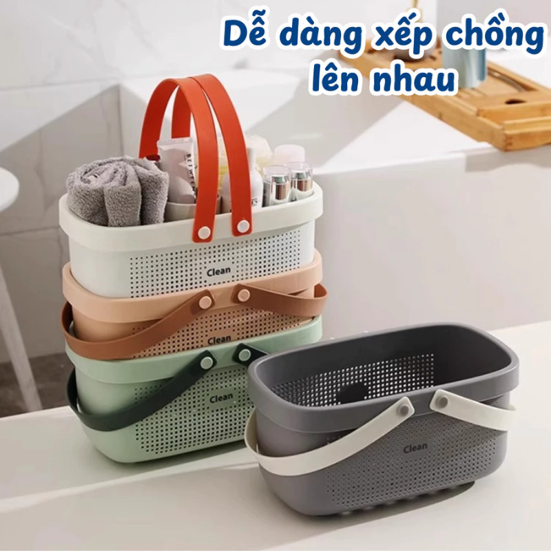 Giỏ Đựng Đồ Vệ Sinh HomeMate Có Quai Xách, Giỏ Nhựa Đa Năng Dày Dặn Cho Nhà Tắm & Mỹ Phẩm