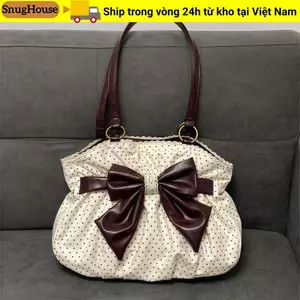 SNUGHOUSE Túi Đeo Vai Nữ, Túi Xách Nơ Nữ Cổ Điển Sang Trọng, Hợp Thời Trang Phù Hợp Với Chấm Thẩm Mỹ Y2k Ins Túi Nách Dạo Phố