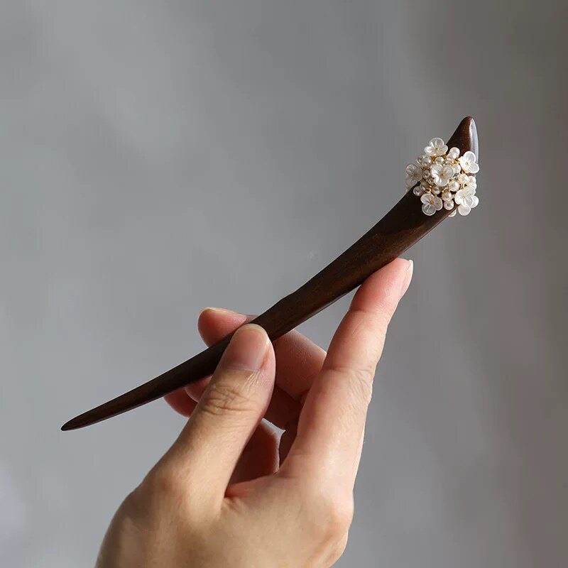 WHX-Hairpin 13cm {Hydrangea Gỗ} Kẹp Tóc Ngắn Thiết Kế Hai Mặt Thời Trang Phù Hợp Với Tất Cả Trận Đấu Kẹp Tóc Gỗ Đàn Hương Chính Hãng Tinh Tế