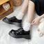 Chân Rộng Béo Plus Size Giày Nữ 35-43 Nền Tảng Dày Gót Toe Giày Da Nhỏ Nữ Retro Anh Nhật Bản Giày jk