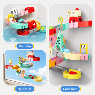 Bộ đồ chơi đường nước – Thanh trượt xoay 360°, dòng nước tuần hoàn, khối DIY lớn – Phát triển tư duy, nhựa an toàn
