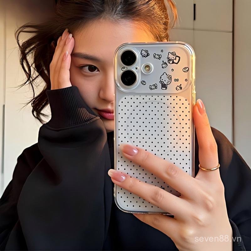 Ốp Điện Thoại Thích Hợp Cho iPhone XS XR 11 12 13 14 15 16 17 Pro max Plus Air Polka Dot KT Cat Vỏ Bảo Vệ Chống Sốc Bao Gồm Tất Cả NN6A