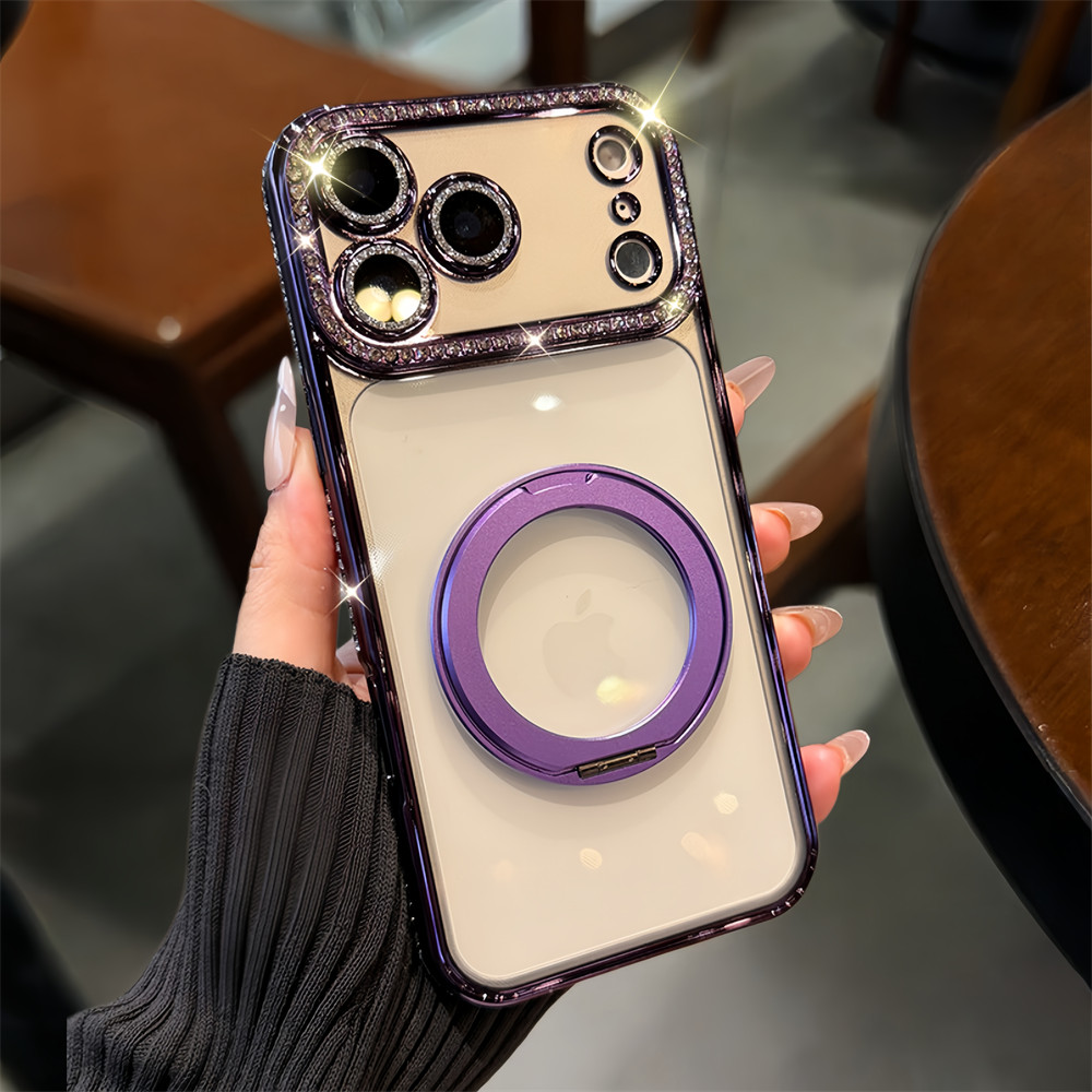 Ốp điện thoại khung từ tính rỗng kim cương Flash cho iPhone 17 Pro Max 16 11 12 13 14 15 pro max Bao gồm tất cả bảo vệ ống kính máy ảnh vỏ mềm Vỏ bảo vệ vỏ điện thoại
