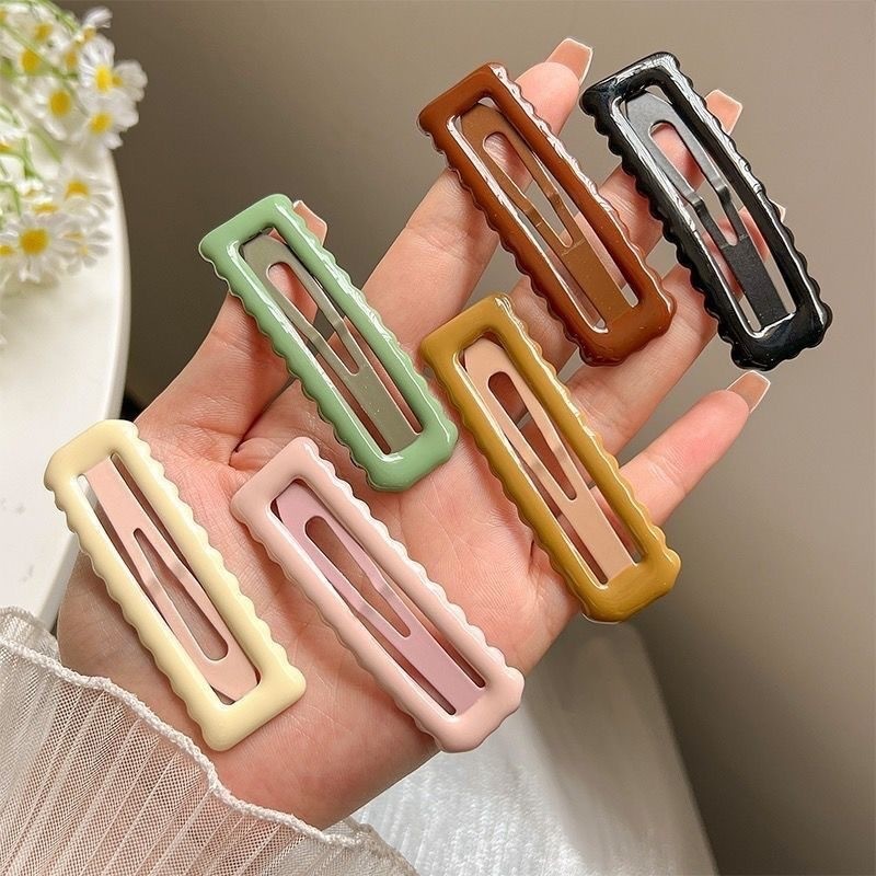 Bangs Gãy Kẹp Tóc Sóng Vuông BB Kẹp Tóc Sáng Bóng Đơn Giản