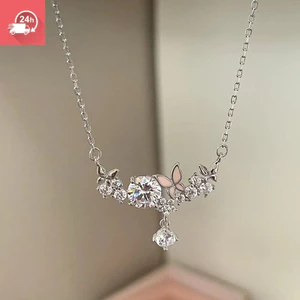 Mặt dây chuyền xương đòn tua rua bướm zircon, phụ kiện thời trang cho nữ