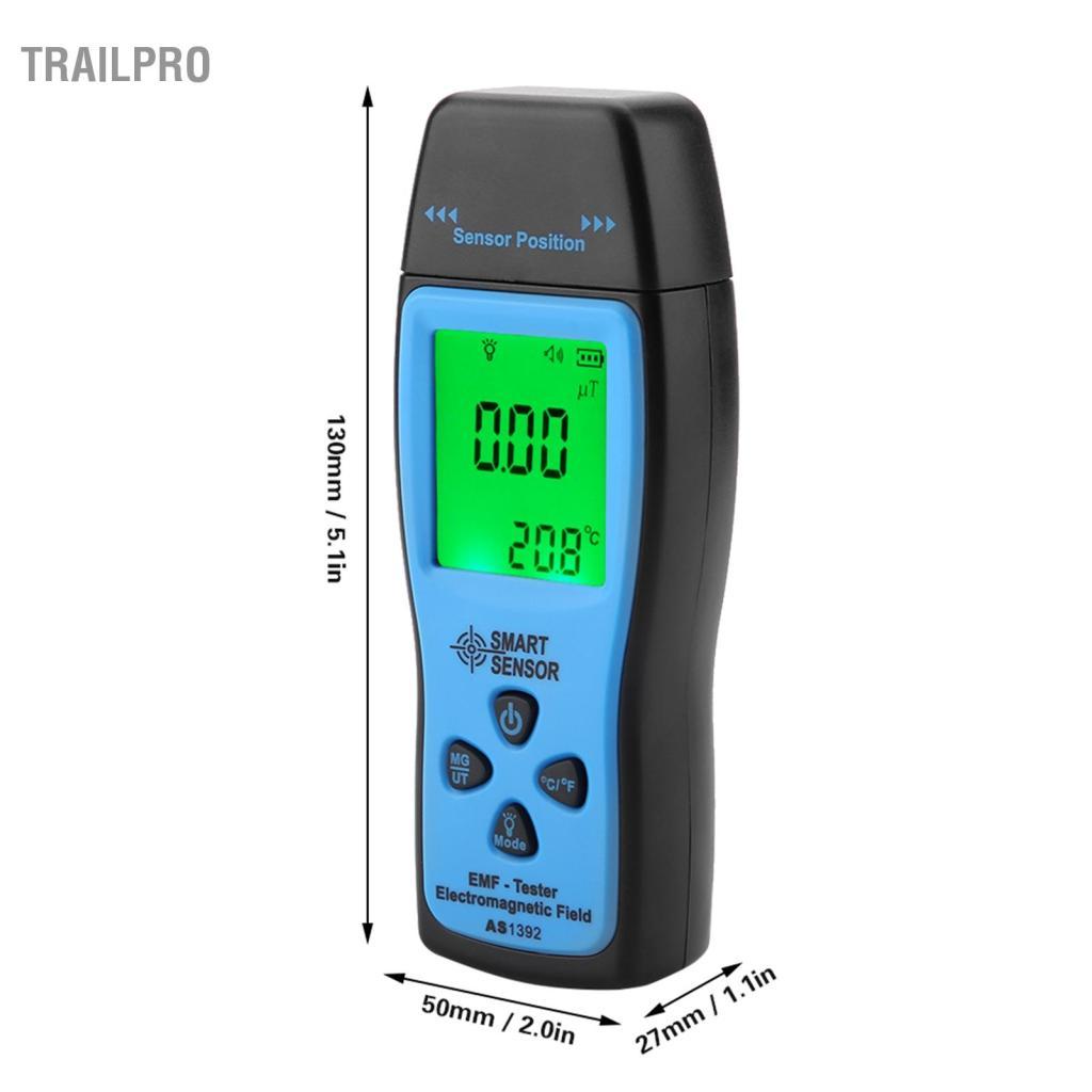 TrailPro Cảm biến thông minh AS1392 EMF Màn hình LCD mini Máy đo bức xạ điện từ kỹ thuật số để kiểm tra tại nhà/Văn phòng/ngoài trời 0-2000mG (Không có pin)