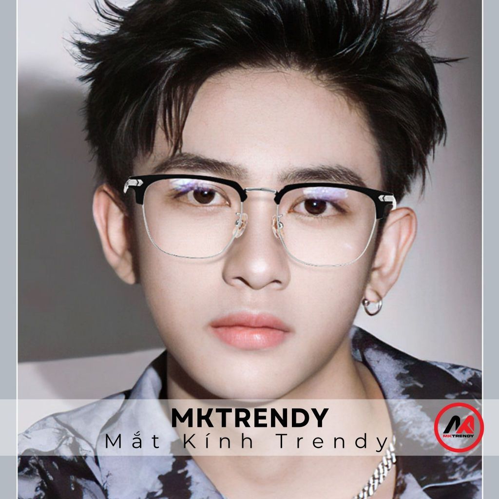 [Live x MKTRENDY] Kính đổi màu gọng kim loại nửa viền thời trang nam nữ chống ánh sáng xanh chống tia UV X19