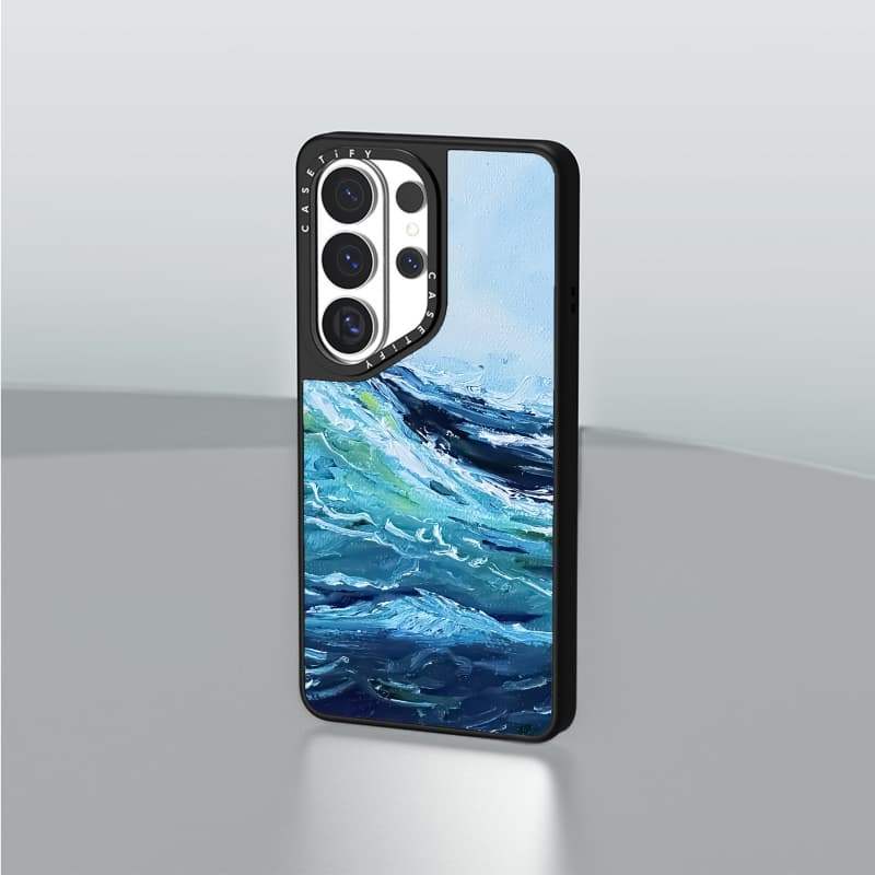 CASECASE X Tranh Sơn Dầu Của Sóng Ốp Lưng Hút Từ Tính Màu Đen Mờ Samsung Galaxy S26 Ultra S25 S24 S23 Ultra Plus Mặt Sau Cứng Có Hộp Khắc Logov