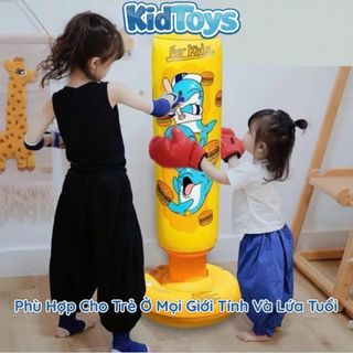 Trụ đấm bốc hơi 1m2 KidToys màu vàng – bộ boxing kèm bơm cho bé