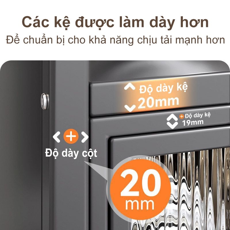 Kệ để đồ nhà bếp chống bụi Thép Cacbon Kệ Tủ bếp đa năng Kệ để đồ Có bánh xe 3/4/5 Tầng