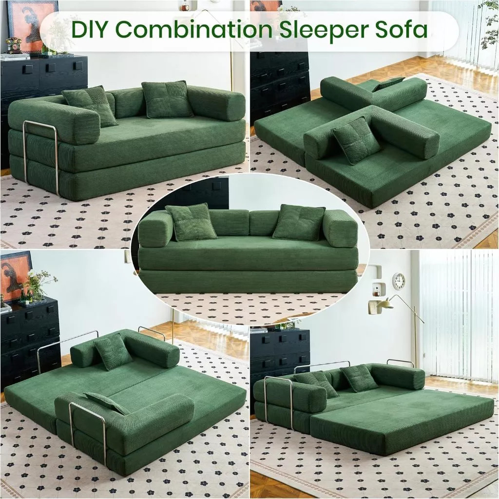 Dreamory Sofa Teddy Sofa Giường Đa Năng Dài 1.8/2.2m,Mút Xốp Mật Độ 45D,Vải Nhung Gân,Vỏ Bọc Có Thể Tháo Rời | BigBuy360 - bigbuy360.vn