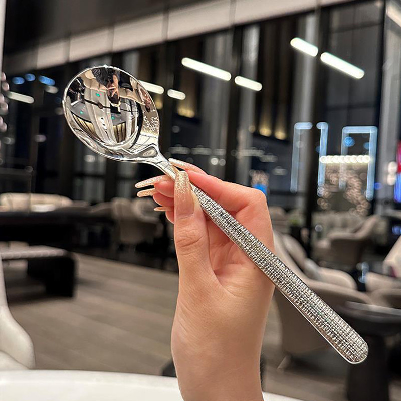 🌤️COD🌤️Thìa inox sáng bóng chất liệu không gỉ, thìa ăn cơm phong cách Hàn Dao kéo ăn cho nhà hàng tại nhà