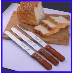 Dao răng cưa cắt bánh đa năng bằng thép không gỉ cán gỗ nhiều kích thước