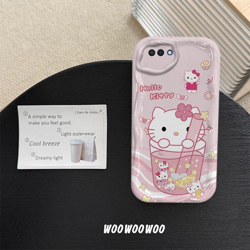 Ốp Lưng Cho OPPO A3S A12E Phim Hoạt Hình Kem Cặp Đôi Mèo Mềm TPU 3D Sóng Silicon Vỏ Điện Thoại