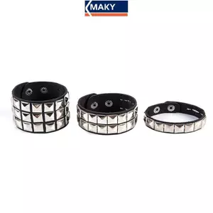 MAKY Lắc Tay Unisex Phong Cách Punk Gothic, Đinh Tán Rộng