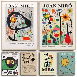 Joan Miro Abstract Art Canvas Painting Vintage Retro Style Art Home Wall Decor Canvas Poster
