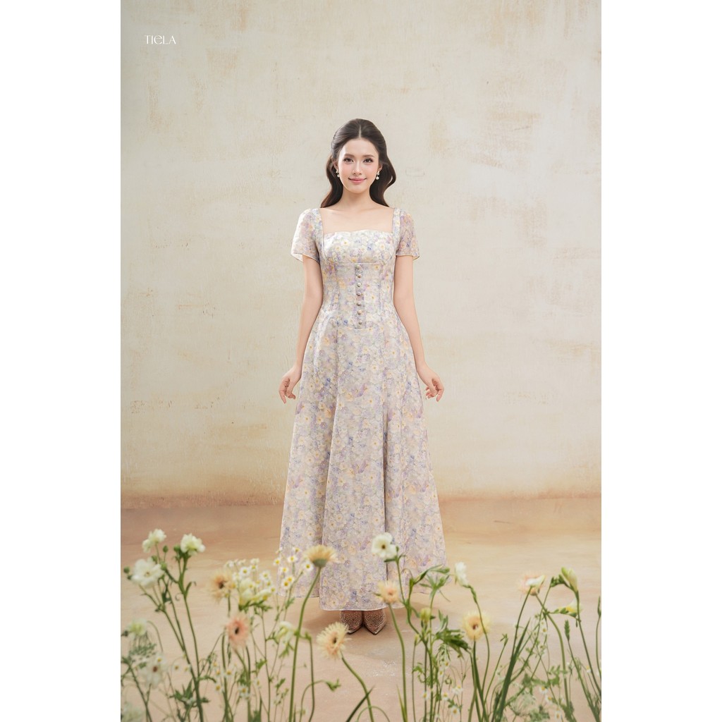 Đầm váy hoa cổ vuông-Amiri Dress