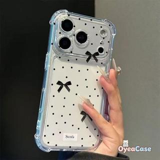 Ốp lưng trong suốt có nơ chấm bi cho Samsung Galaxy A20S A20E A17 A16 A15 A14 A13 A12 A11 A10S A10E A10 A07 A06 A05 A05S A04 A04E A04S Vỏ bốn dây mỏng trong suốt dễ thương