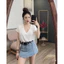 Áo phông cổ tim tay ngắn nữ TT 4 mùa💋Áo thun cổ tim nữ tay hến💋[freeship] Linh Tây.Clothing