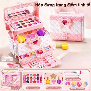 Bộ trang điểm trẻ em Bộ đồ chơi Hộp mỹ phẩm an toàn gốc nước Đồ chơi Bộ quà tặng trang điểm công chúa