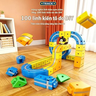 Bộ xây dựng đường ray xe lửa ma thuật Đồ chơi Montessori bằng nhựa ABS Phát triển trí não Trẻ em Đồ chơi sáng tạo