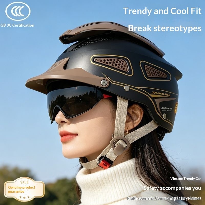 QMP 3C Được Chứng Nhận Xe Máy Điện Mũ Bảo Hiểm Unisex Mùa Hè Chống Nắng Nửa Mũ Bảo Hiểm Cửa Sổ Bốn Mùa Mũ Bảo Hiểm Đa Năng