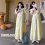 Trang phục bà bầu mùa hè Cotton thiết kế rỗng cổ chữ v