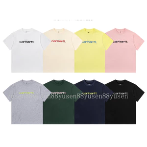 Áo thun cổ điển thêu tay ngắn cotton, phù hợp nam nữ cho mùa hè