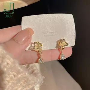 Bộ Trang Sức Thời Trang - Bông Tai Và Mặt Dây Chuyền Opal Hình Bướm Giọt Nước Zircon, Quà Tặng Lễ Tình Nhân