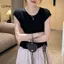 Áo thun nữ LUImo kiểu Hàn Quốc, cổ ngắn dây rút tròn, thiết kế sang trọng