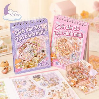 3D Lớp Phong Cảnh Miếng Dán PET Dễ Thương Diorama Trang Trí Tường Phong Cách Hàn Quốc Phòng DIY Văn Phòng