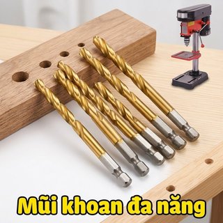 HSS Titan Tập Mũi Khoan Bộ Lục Giác 6 Chiếc M3 M10 Ren Cắt Chamfer DIY Kim Loại