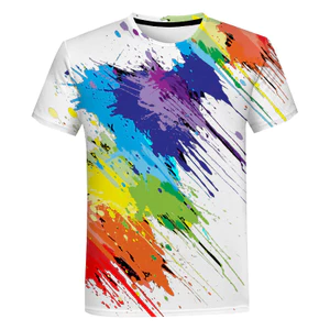 Sơn dây buộc graffiti in 3D unisex mùa hè tay ngắn cổ tròn
