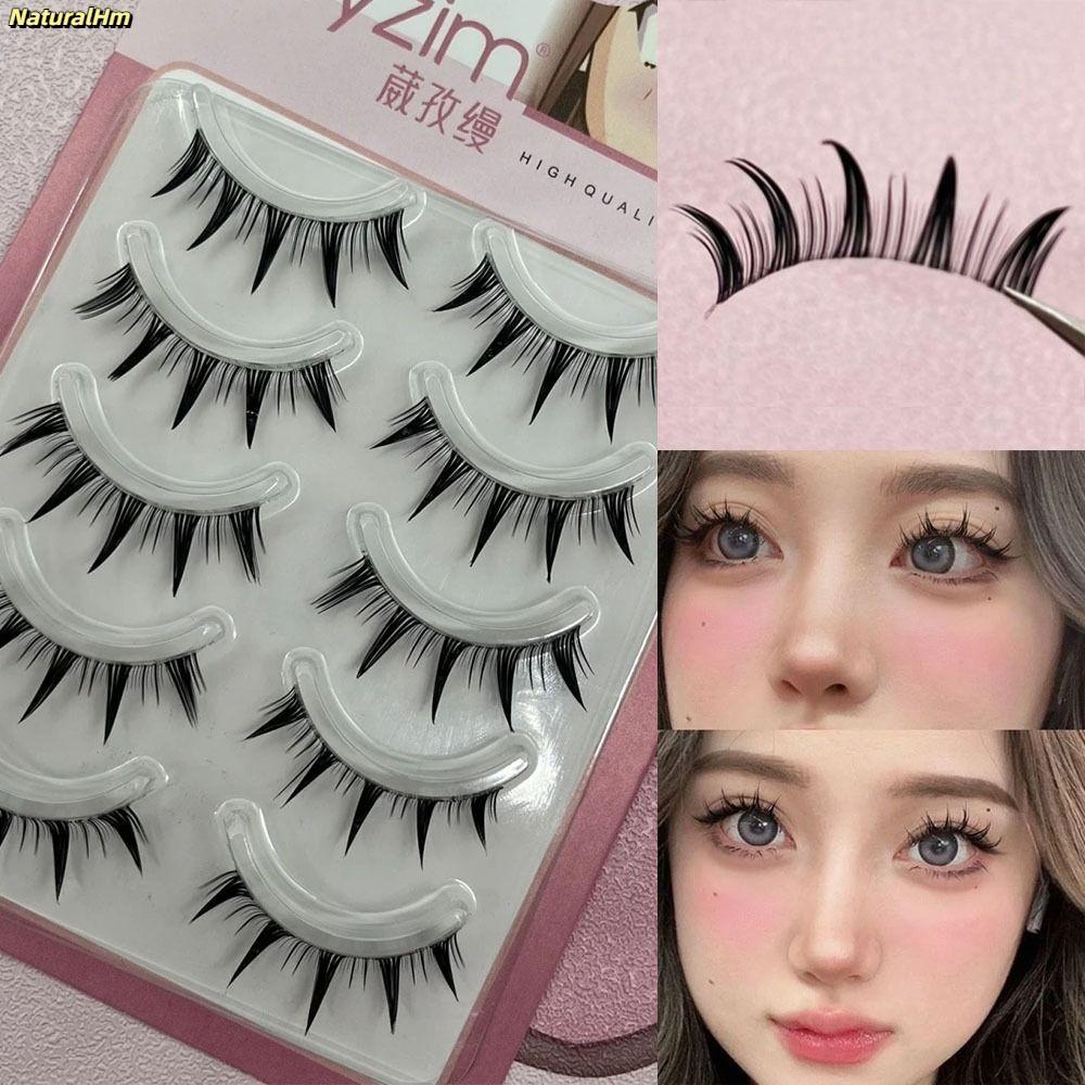 [Vận chuyển nhanh] NATURALHM 5 đôi lông mi giả, Manga Cosplay Nhật Bản ấn tượng Anime Lash, Gói 5 đôi Lông mi giả dày dành cho nữ Cô gái