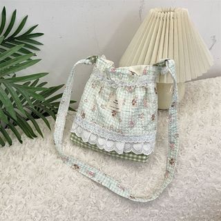 Túi đeo vai NECKLACEMASK, Túi đeo vai dây rút nhiều màu ren kẻ sọc hoa, họa tiết hoạt hình hợp thời trang Túi đeo chéo dài sức chứa lớn dành cho sinh viên
