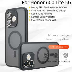 Dành Cho Honor 600 Lite 5G Honor600Lite Ốp Lưng Da Sang Trọng Cảm Giác Mờ PC Cứng Từ Tính Vỏ Điện Thoại Cho Honor600 Lite