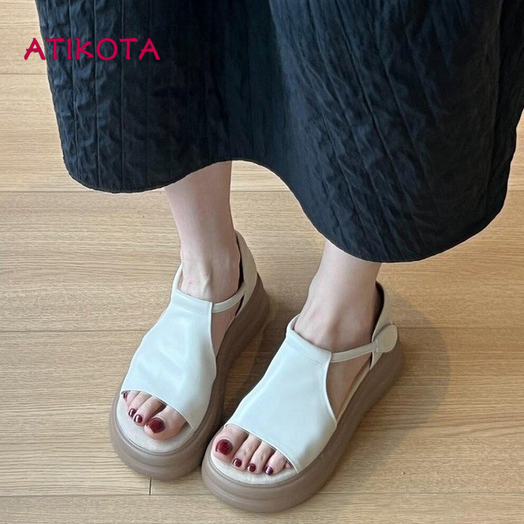 Atikota Xăng đan Nữ Da Mềm Trên Thoải Mái Chống Trơn Trượt Giày Thường Ngày Để Mặc Hàng Ngày